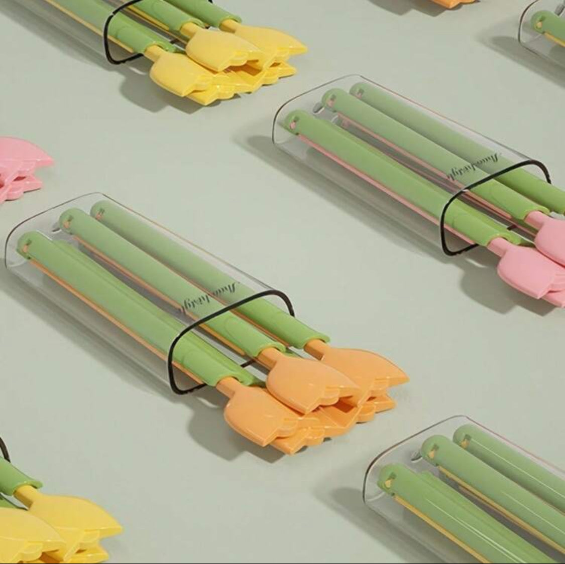 Clips para alimentos en forma de Tulipán con contenedor con imán  (5 piezas)