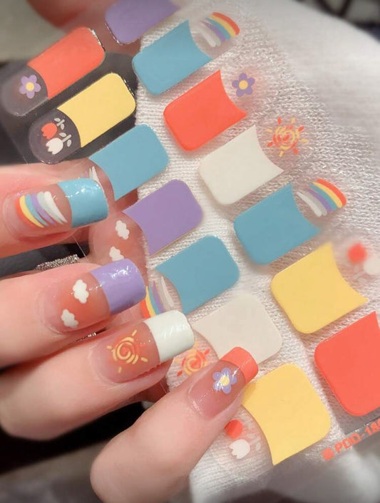 Stickers para Uñas Press On (14 pzs) 185 arcoíris