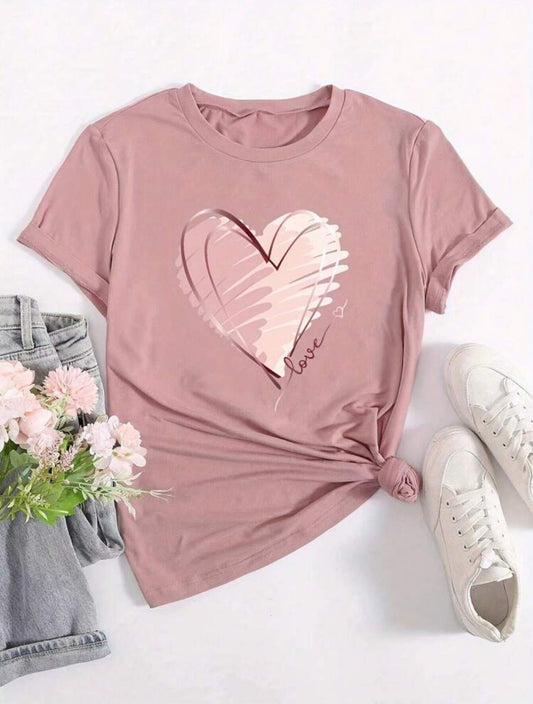 Blusa tipo Playera Pink Heart Talla Mediana