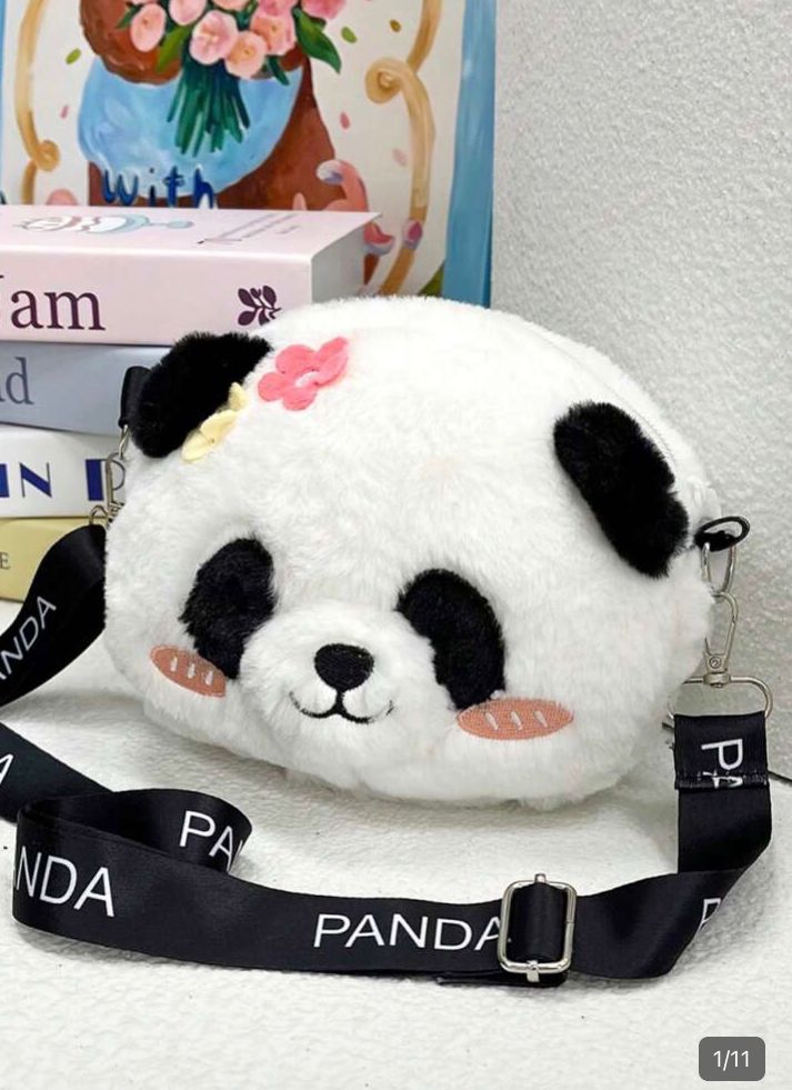 Crossbody de peluche diseño panda cute
