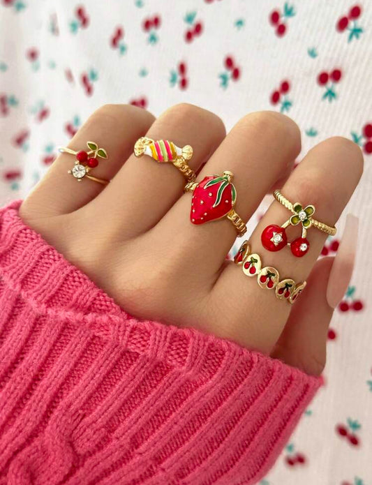 Set de anillos Cherrys (5 pzs)