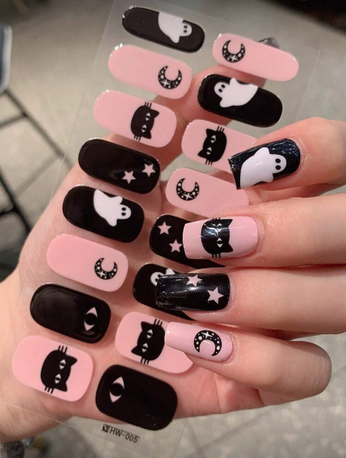 Stickers para Uñas Press On (16 pzs) 005 Pink Fantasmitas