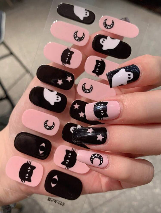 Stickers para Uñas Press On (16 pzs) 005 Pink Fantasmitas