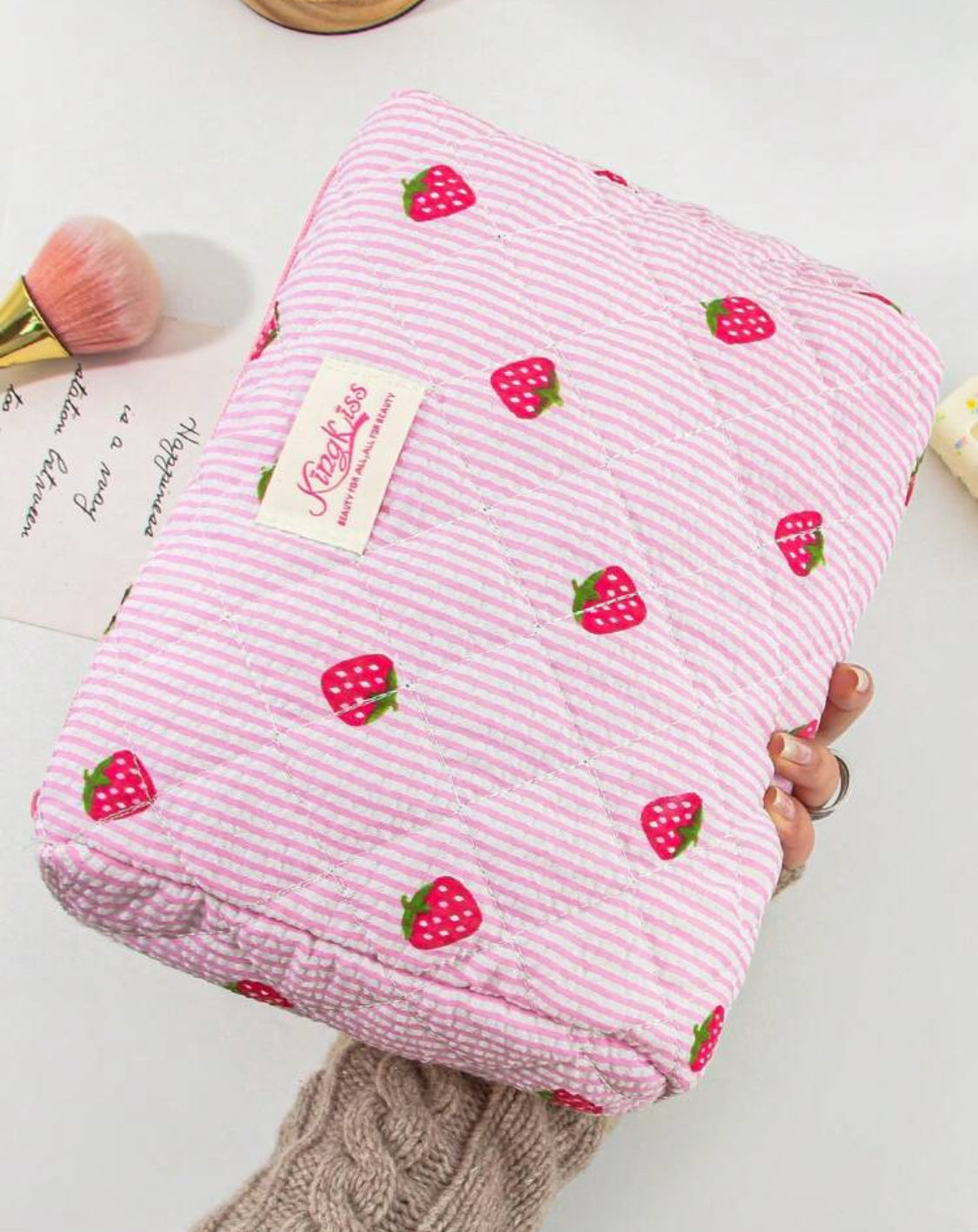 Set de bolso de maquillaje estampado de fresas
