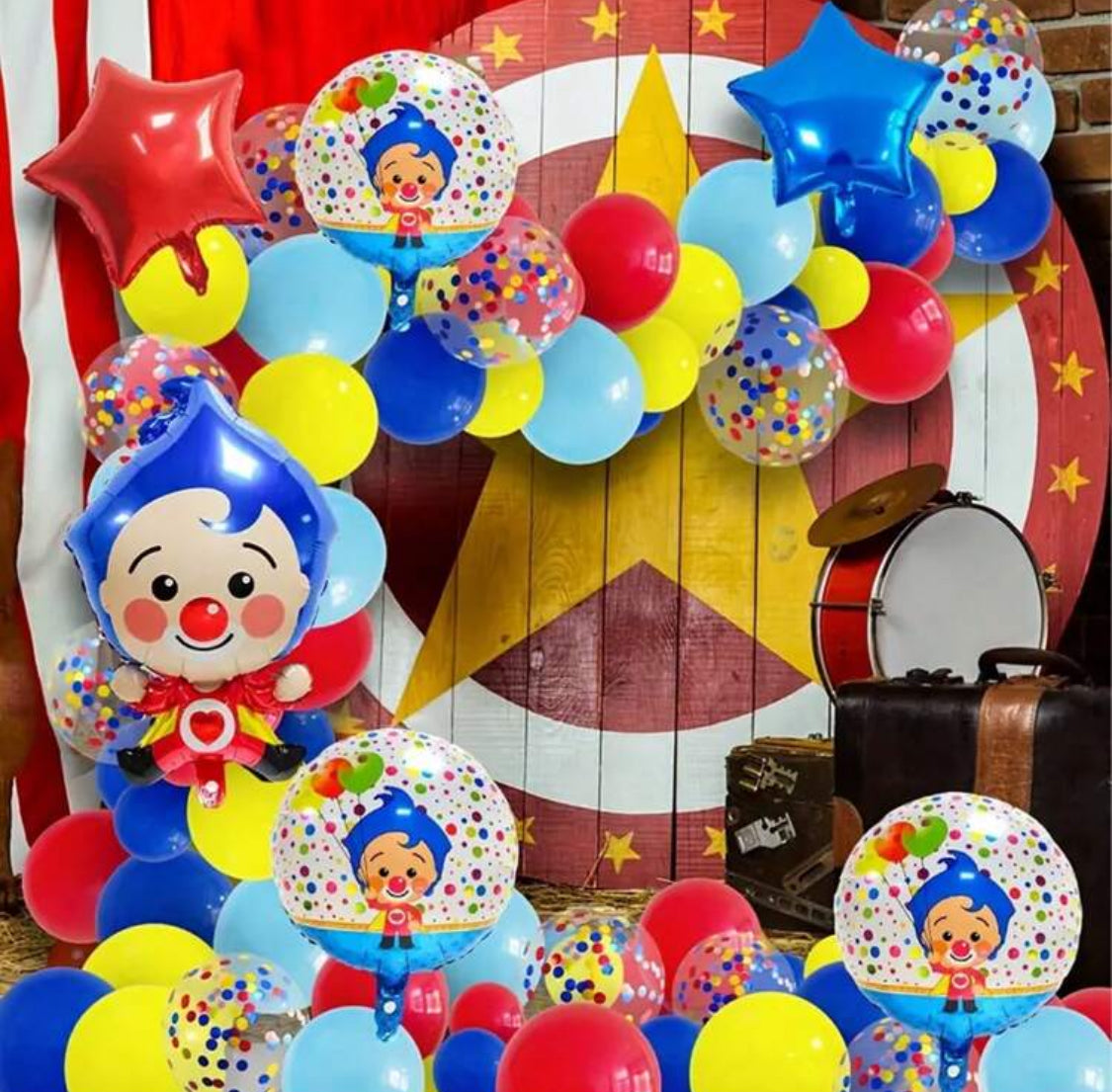 Globos grandes decorativos del Payaso PlimPlim (47x26.5 cm) 5 pzs