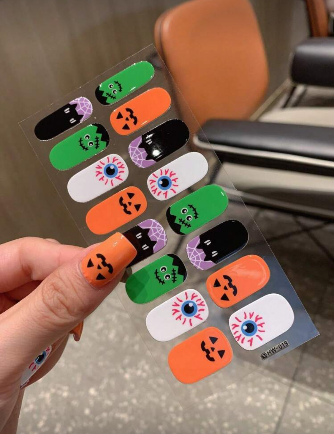 Stickers para Uñas Press On (16 pzs) 019 Halloween Colorido