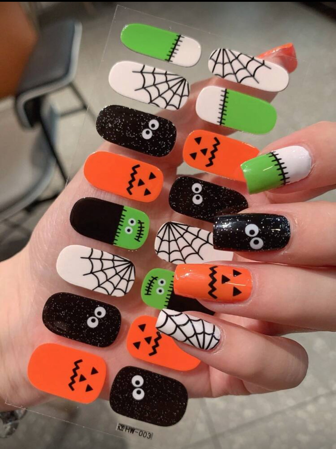 Stickers para Uñas Press On (16 pzs) Halloween 003