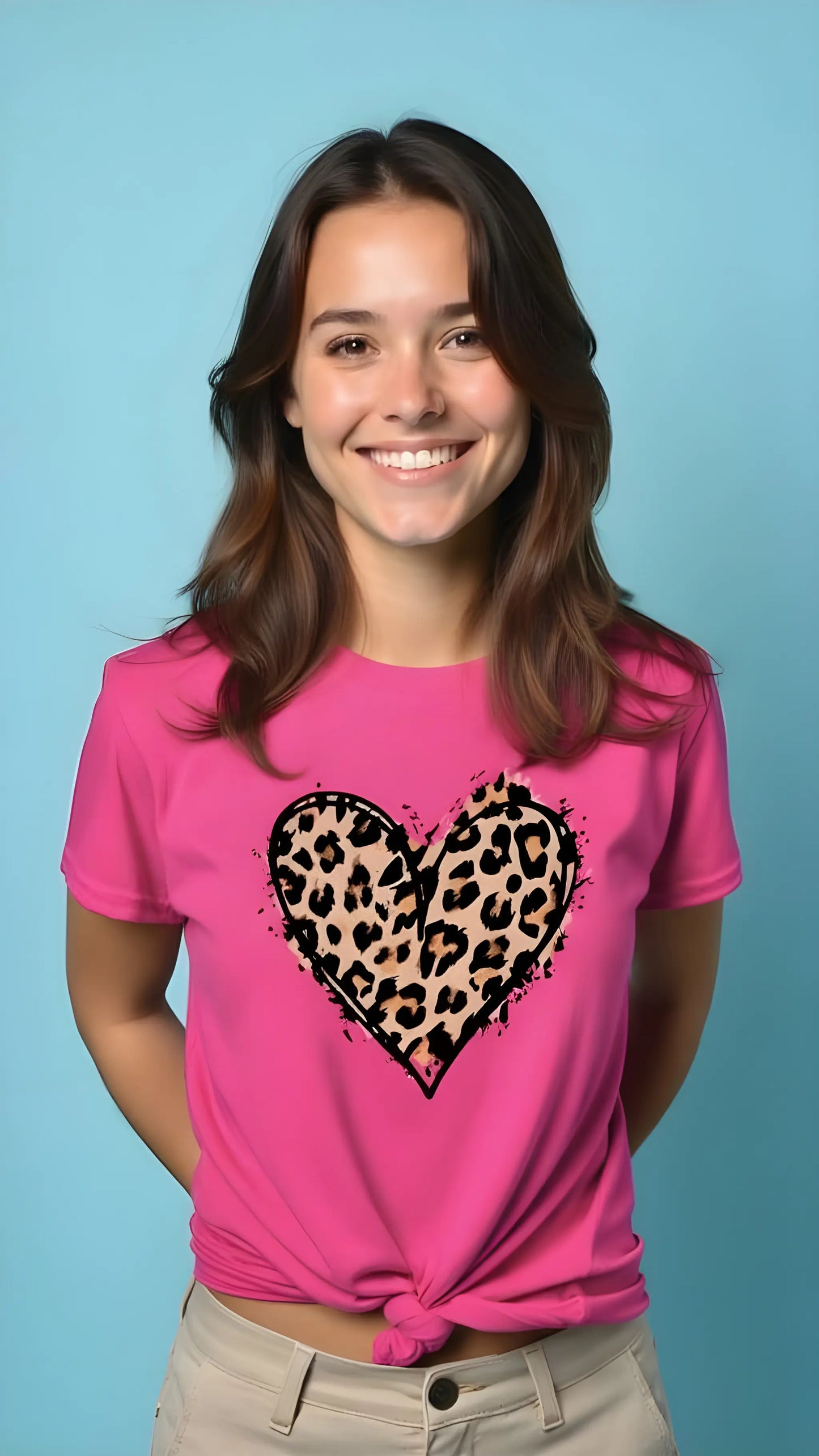 Camiseta corazón leopardo Talla Mediana