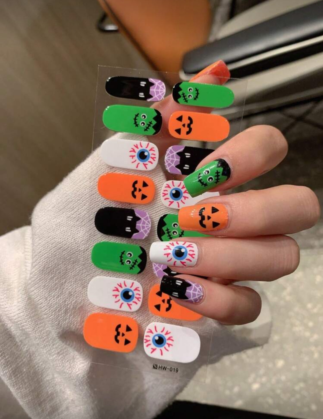 Stickers para Uñas Press On (16 pzs) 019 Halloween Colorido