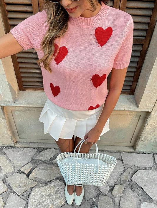 Camiseta de punto con Corazones Talla Chica