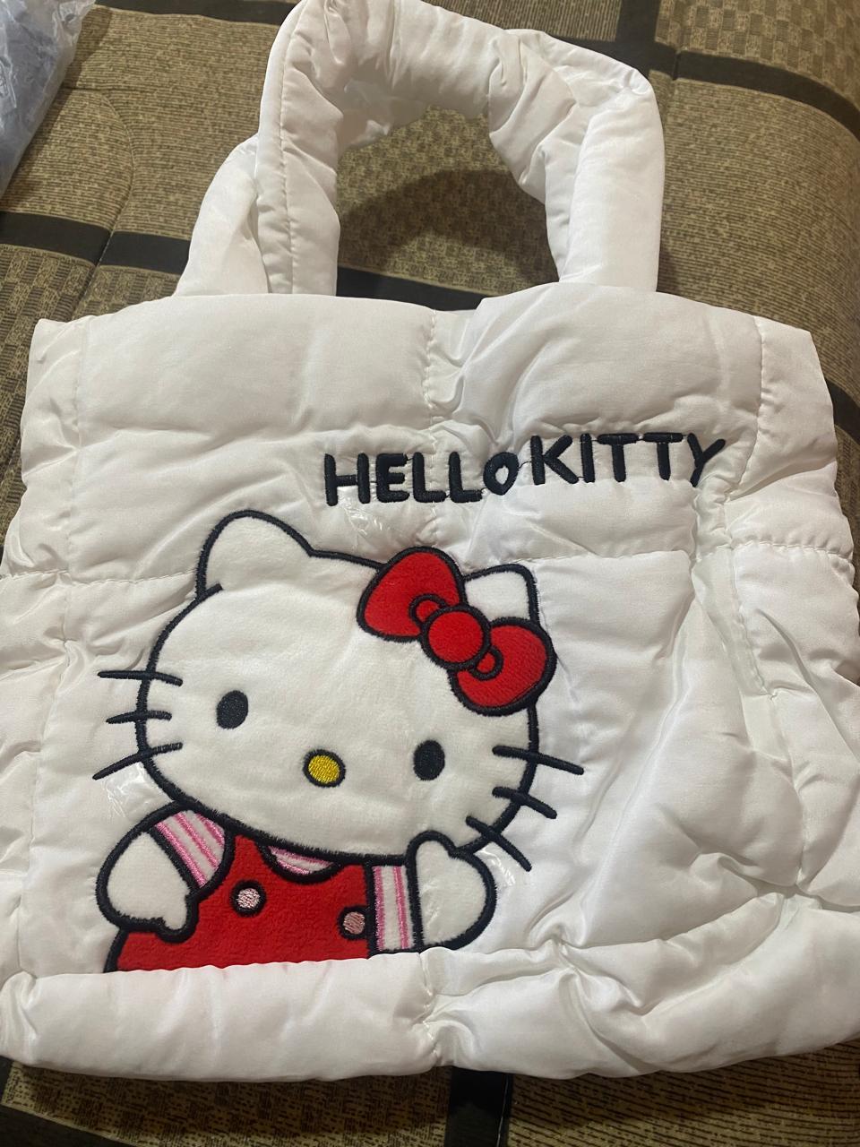 Bolsa tote con bordado hello kity (blanco)