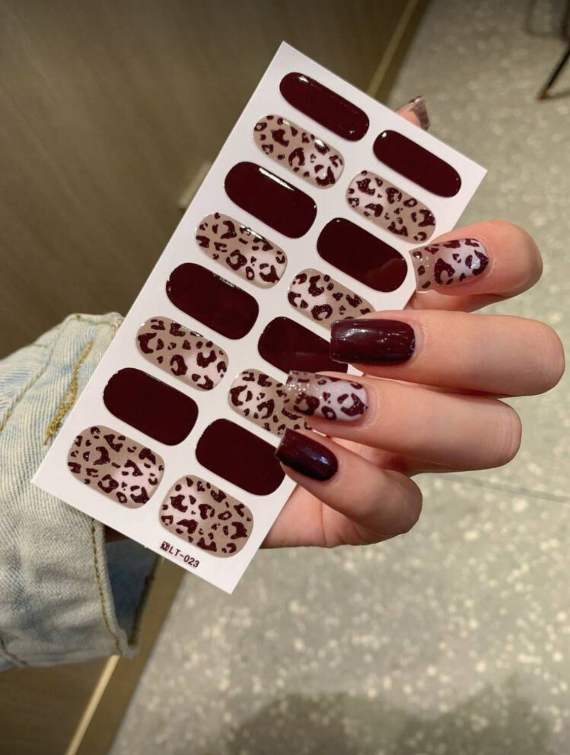 Stickers para Uñas Press On (16 pzs) 023 Leopardo