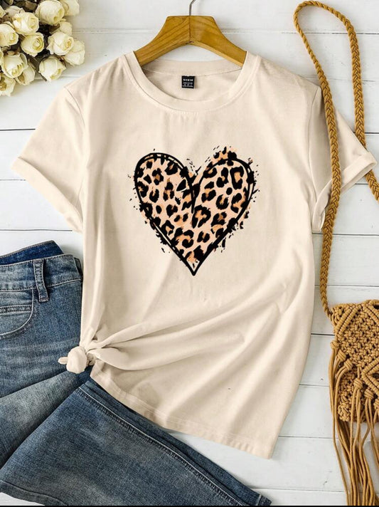 Blusa tipo playera Corazón Beige Talla Mediana