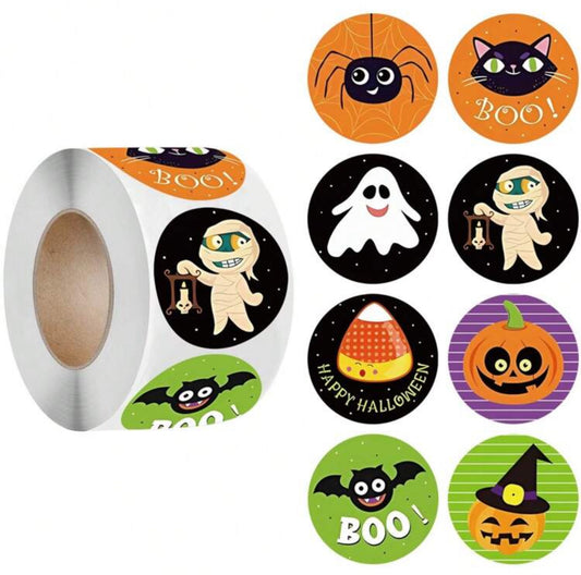 Rollo de Etiquetas Halloween  (500 pzs) 2.5 cm