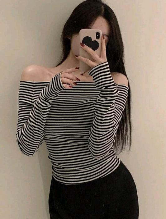 Camiseta Rayada al hombro Talla Chica