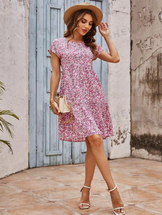 Vestido Rosa Floreado Talla Chica