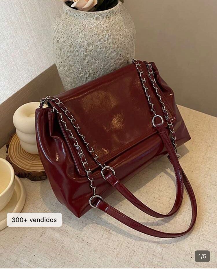 Bolsa vino de doble asa con detalle de cadena