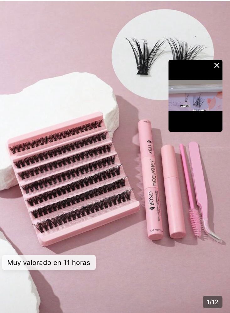 Set de pestañas mixtas de 40 piezas 7 segmentos po negra