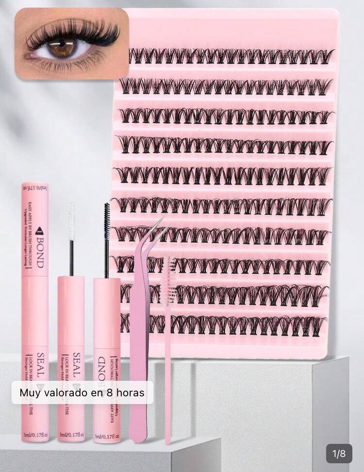 Set de extensión de pestañas falsas con 200 pzas. Negra