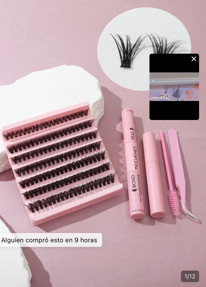 Set de pestañas mixtas de 40 piezas 7 segmentos po negro