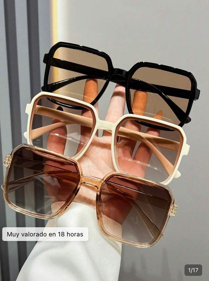 Set de 3 gafas de mujer de montura cuadrada grande variado (estilo 1)