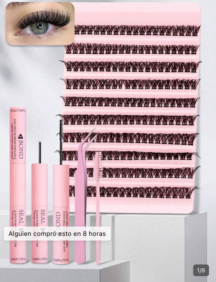Set de 200 piezas de extensiones de pestañas falsas TI negro