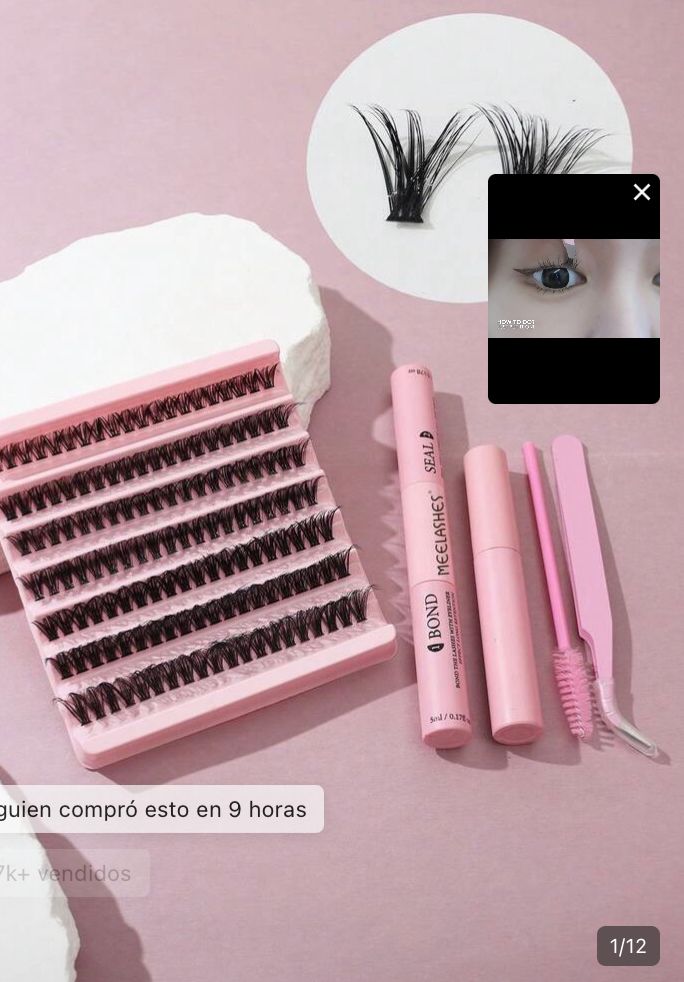 Set de pestañas mixtas de 40 piezas 7 segmentos po negra