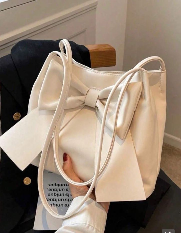 Bolsa de hombro de piel de pu dé unicolor para mujer blanco