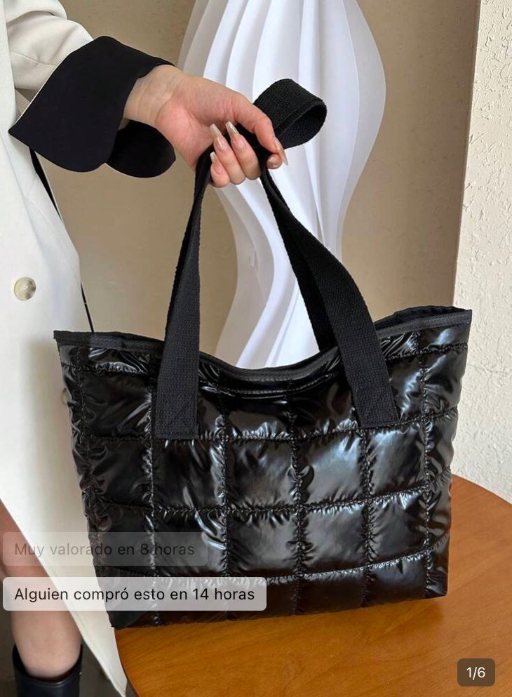Bolsa grande rombos de metal negra