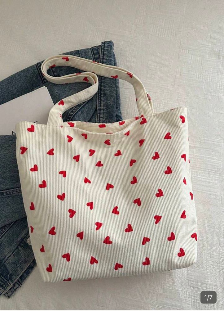 Bolso de lona con estampado de corazones para mujeres