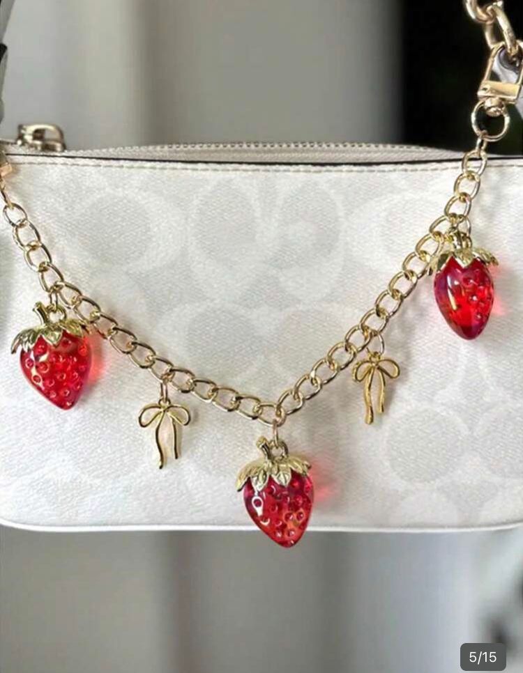 Cadena de bolso de niña de fresa cadena de extensión fresa rojo