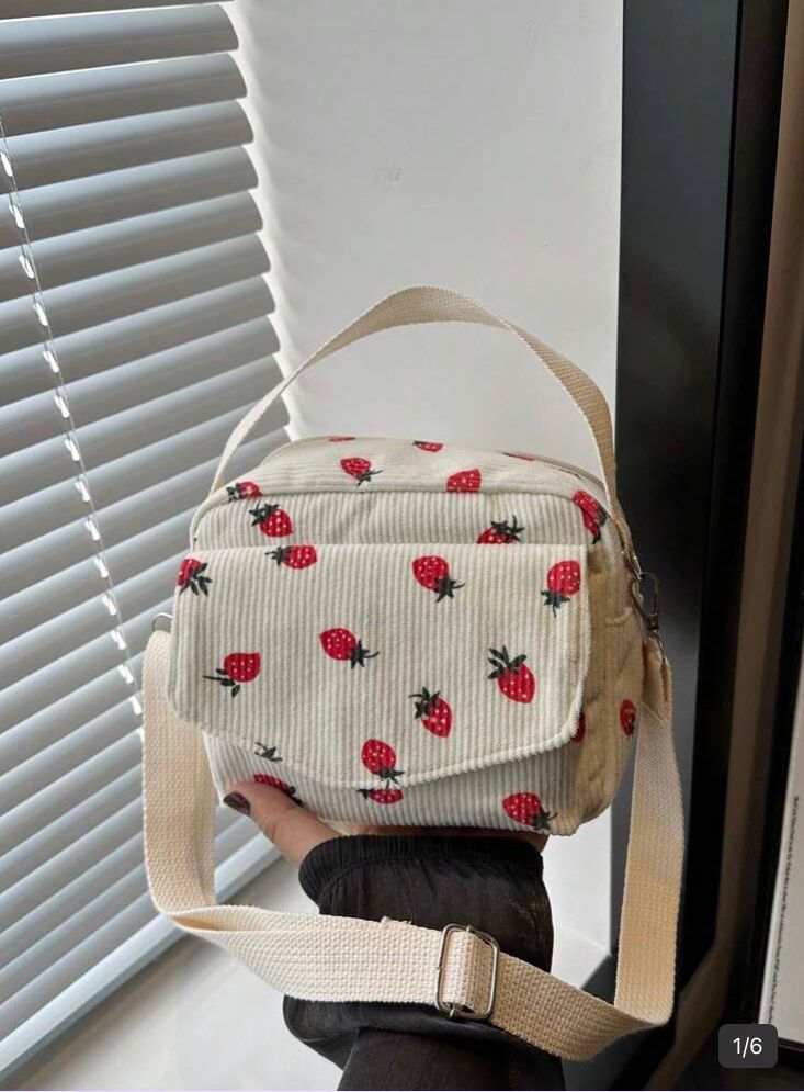 Bolsa de mano cuadrada minimalista con estampado rosa ,blanca