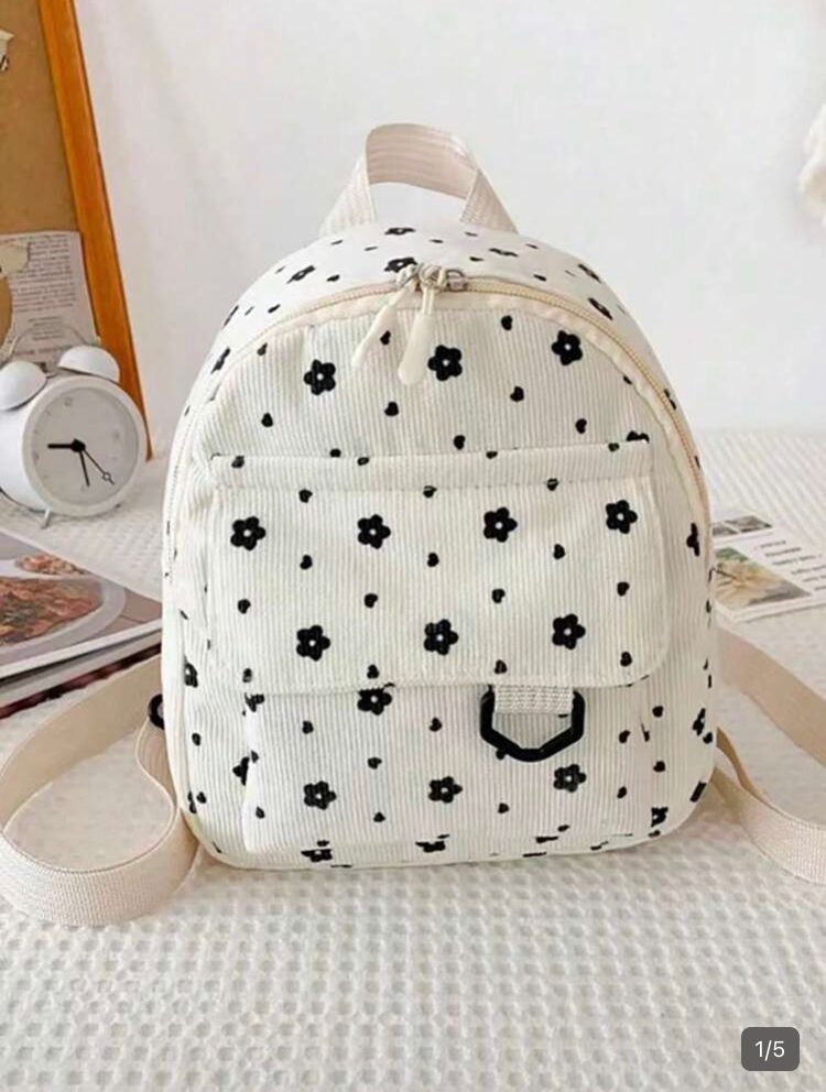 Mochila de pana ligera y linda de gran capacidad blanco