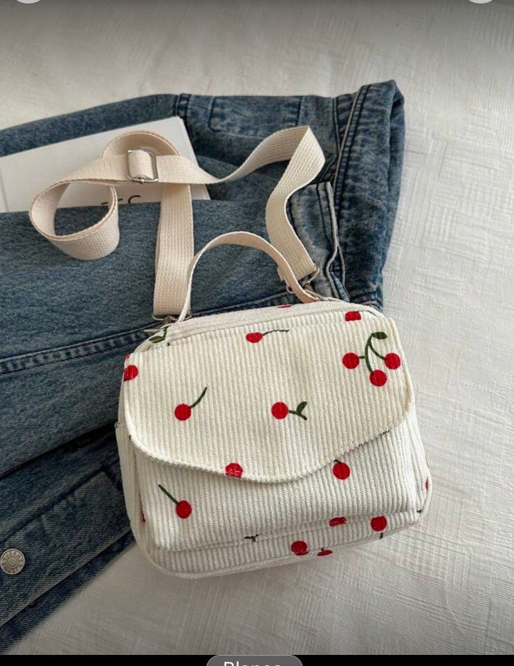 Bolso de hombro cruzado de trote cerezas , blanco