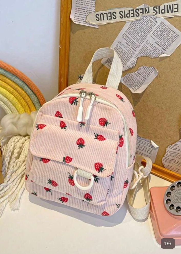 Mochila ligera y agradable de terciopelo acanalado, rosa