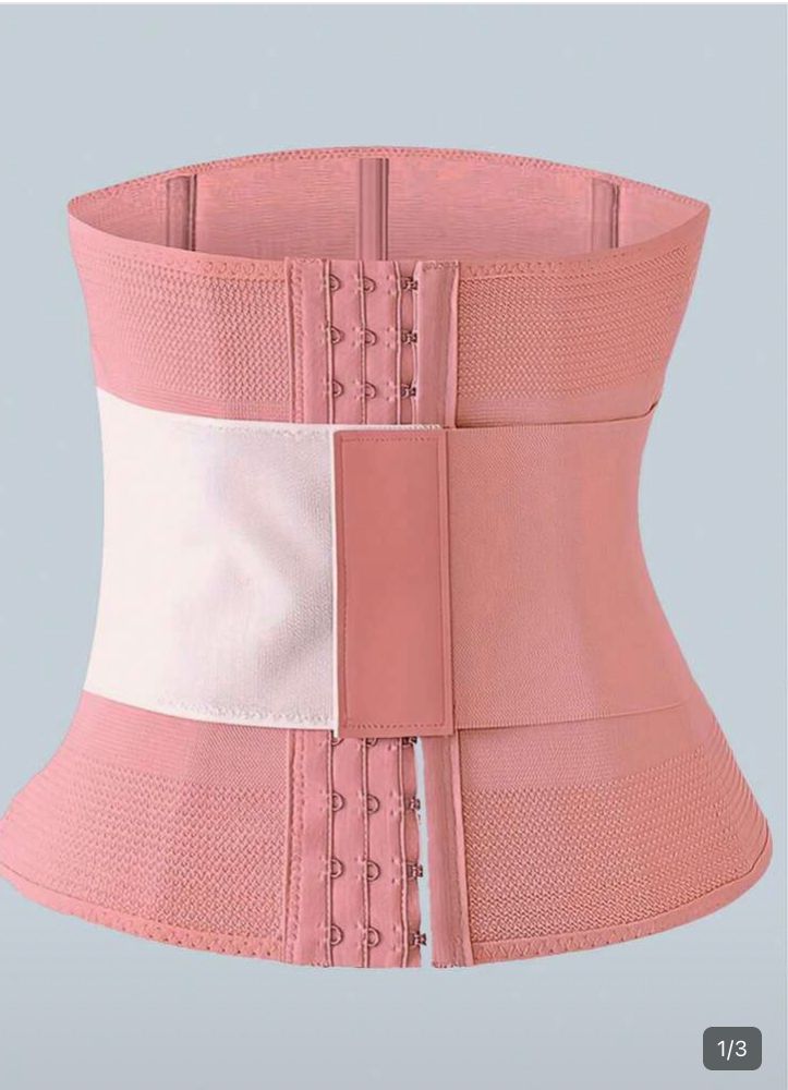 Faja reductora para cintura posparto cintura ajustable, rosa