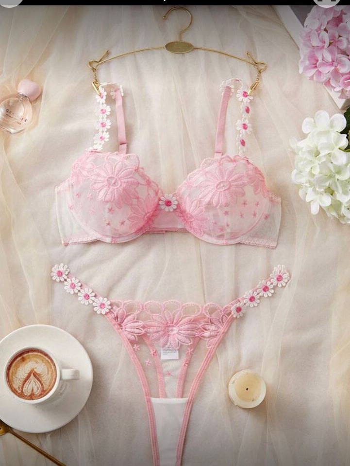 Conjunto de lencería de mujer con sujetador 2 pzas. Rosa