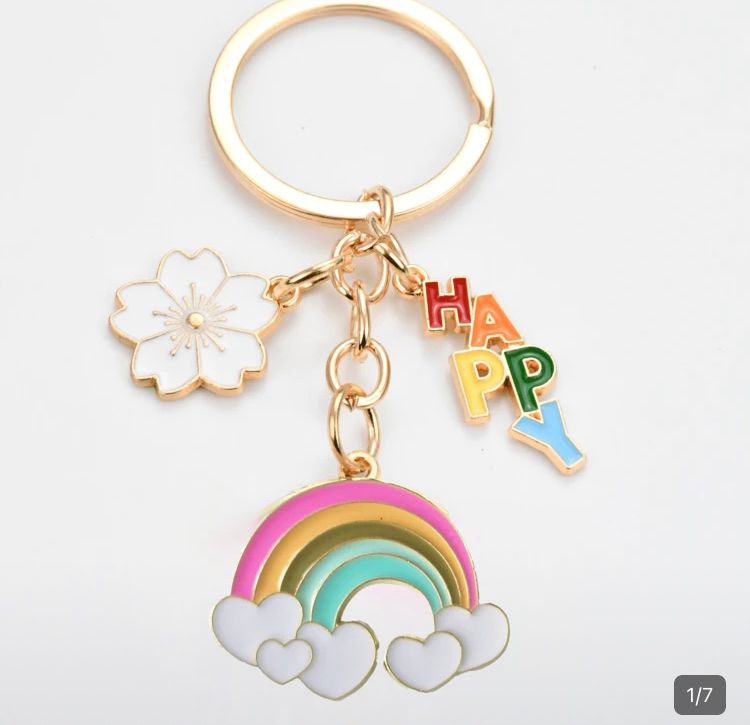 Nuevo soporte de llave de coche de moda con llavero,arco iris