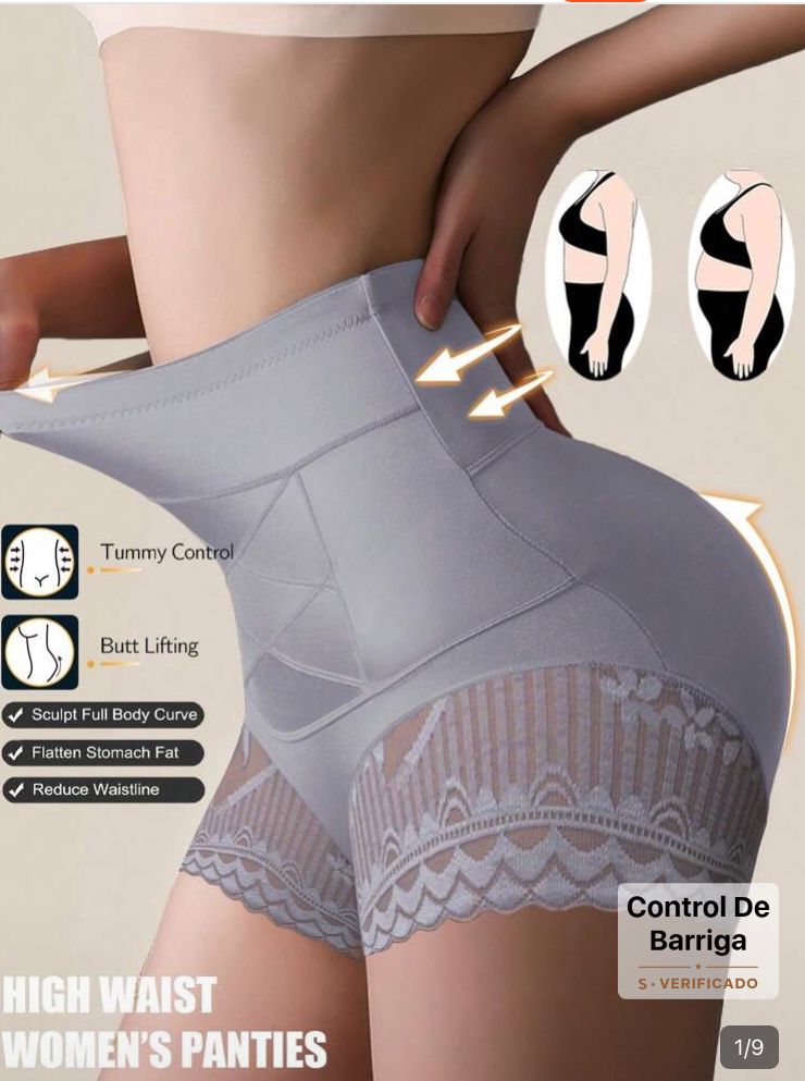 Bragas de control de control de abdomen con cintura alta gris CH