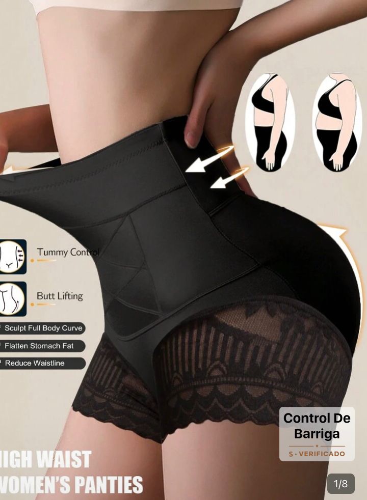 Partiste de cintura alta sin costura control de abdomen , negra S