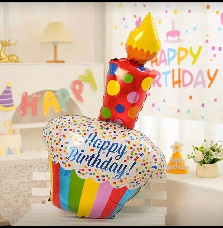 Globo de aluminio en forma de tarta de cumpleaños, multicolor