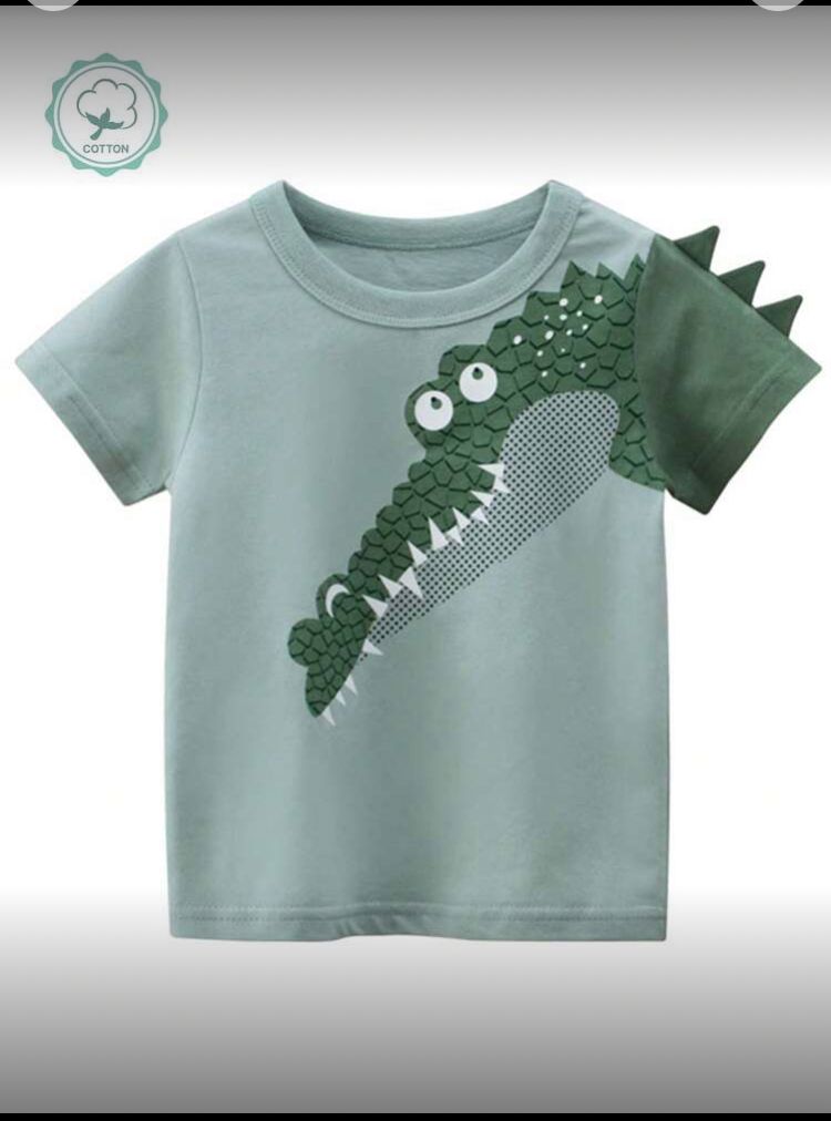 Playera infantil verde manga corta cocodrilo, 7 Y
