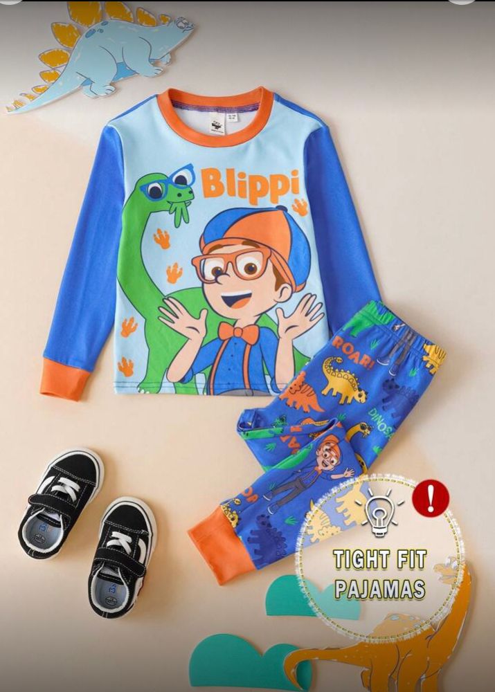 Pijama infantil 2 piezas Blippi azul, 7 Y