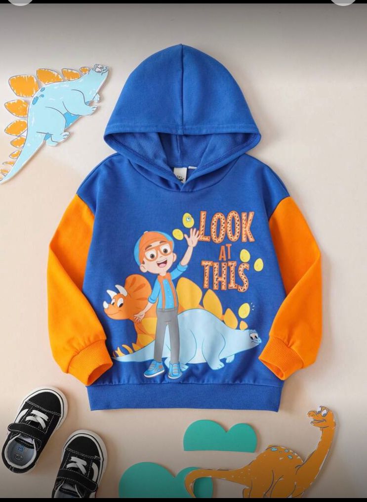 Sudadera infantil con capucha blyppi, azul, 7 Y
