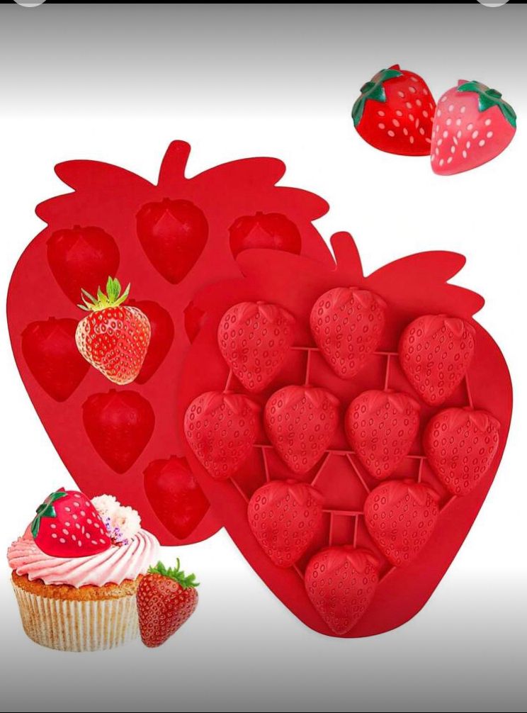 Molde de silicona diseño de fresa 3D para chocolate rojo