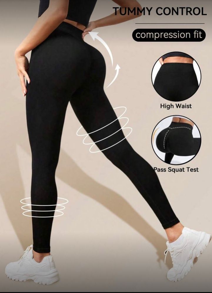 Pantalón de yoga para mujer, de cintura alta, deportivo, negro, M