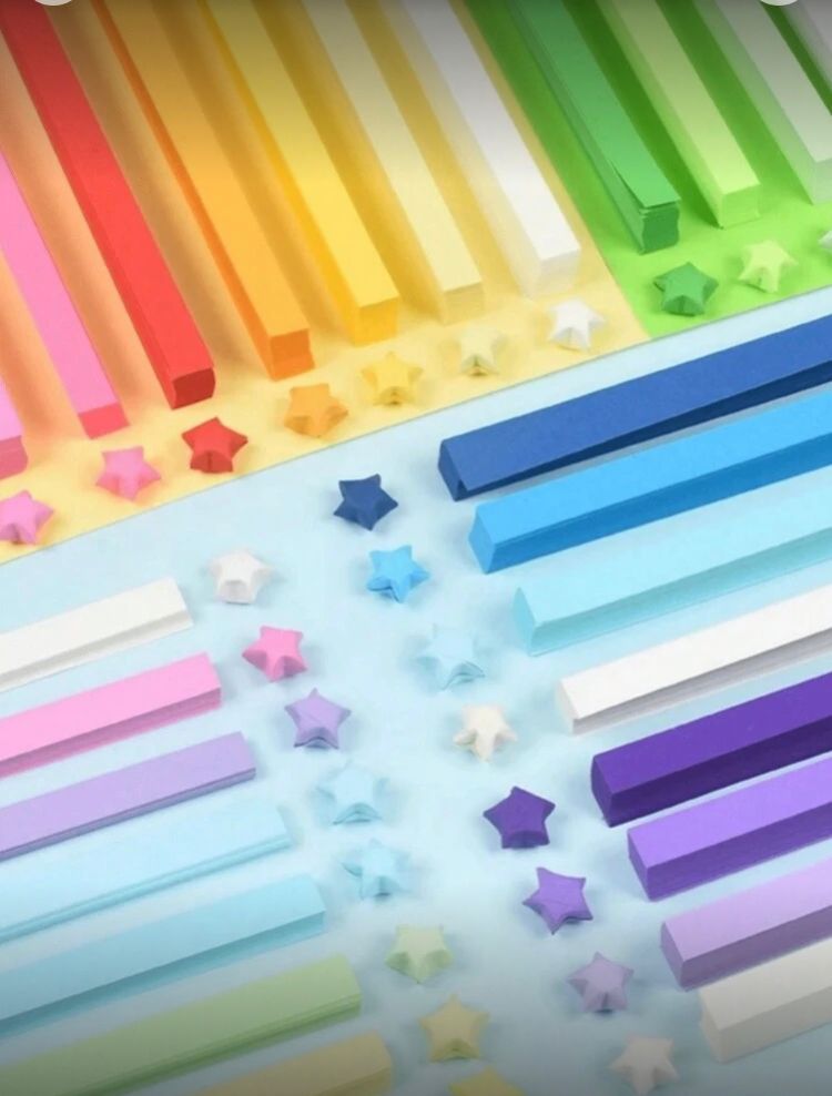 Tiras de papel de origami hechas a mano, 540 piezas multicolor