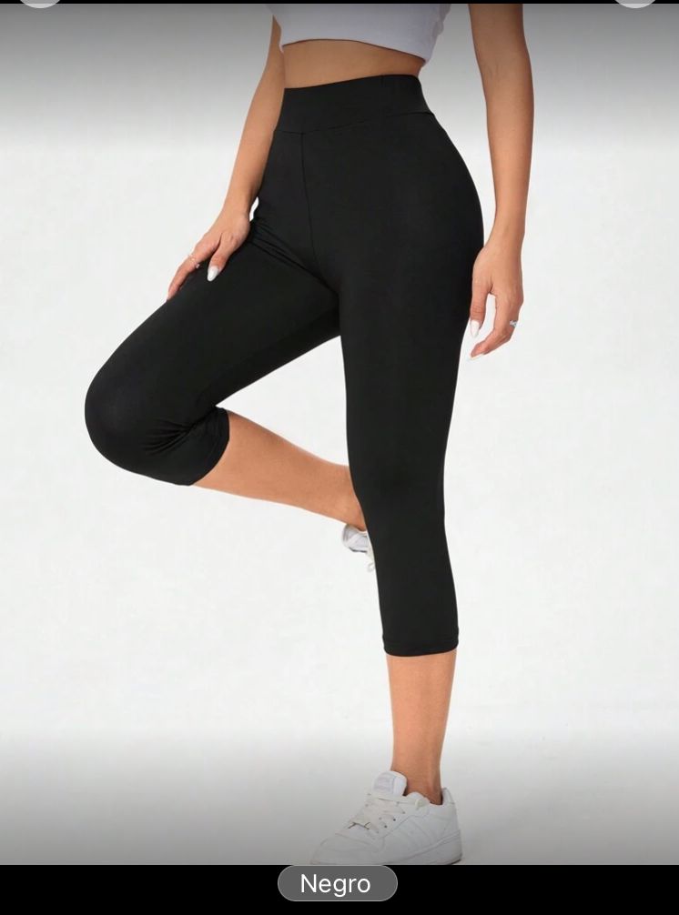 Legging capri cintura alta, negro, talla 7/M