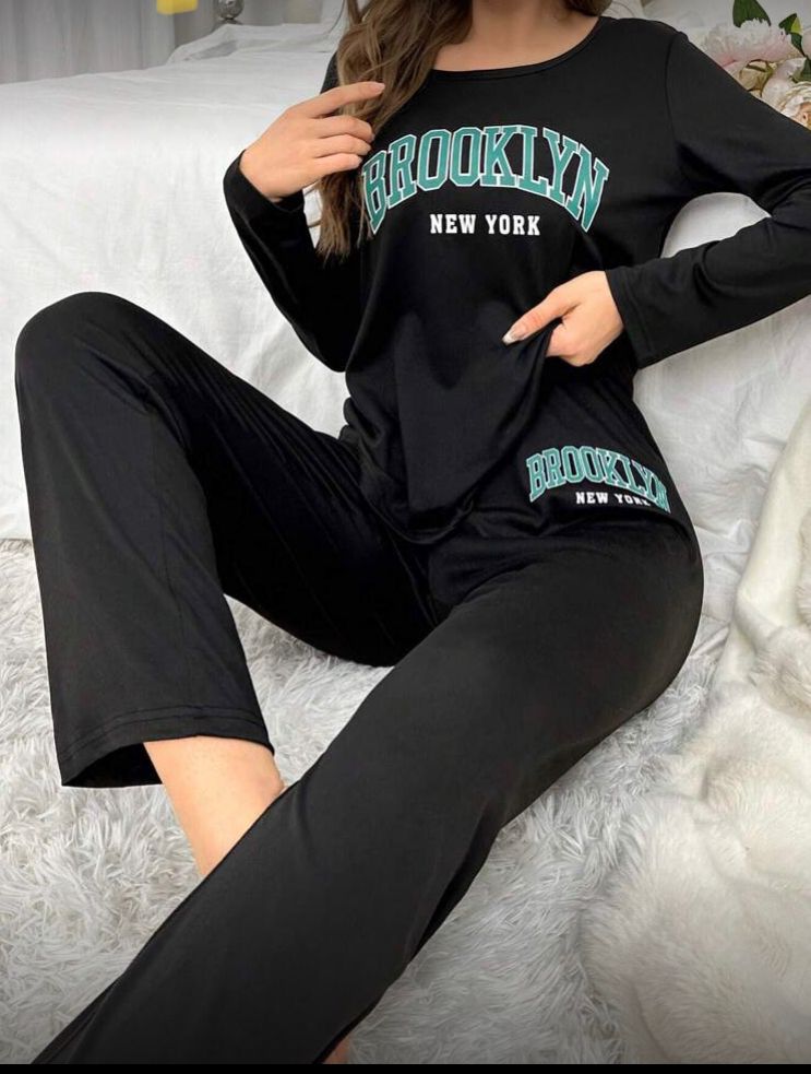 Conjuntos de pijama con pantalón largo y manga larga , negro G / L