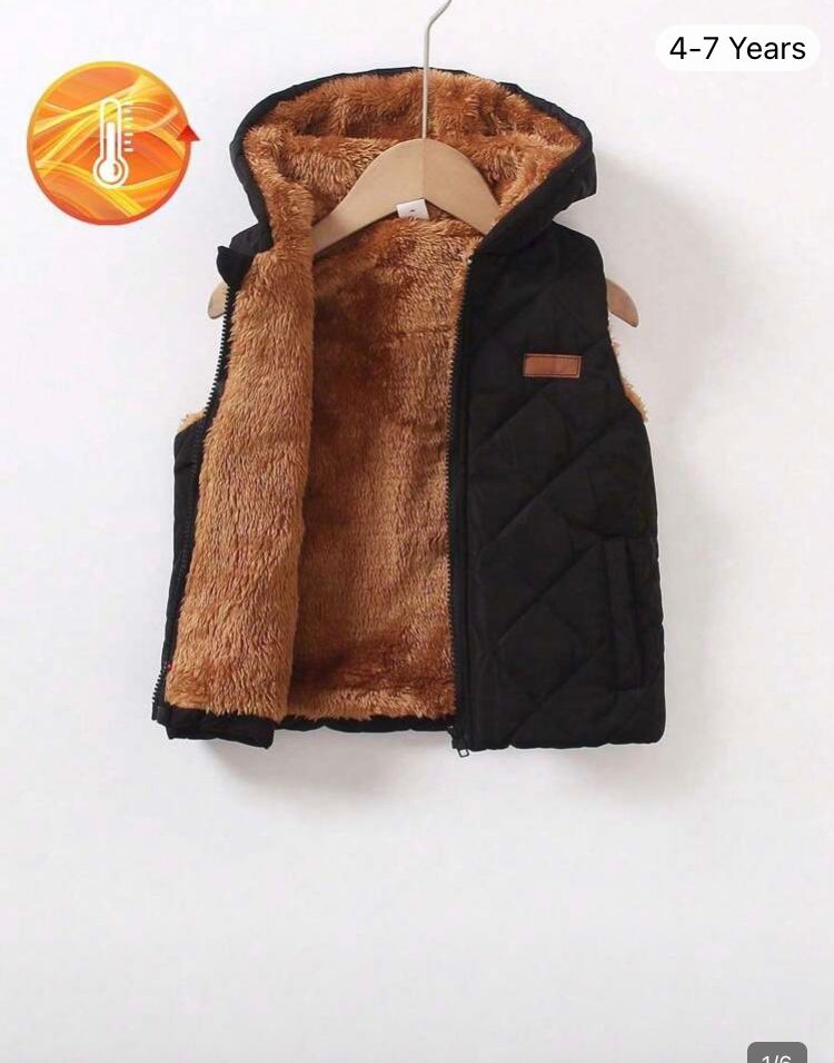 Chaleco acolchonado talla grande, grueso, negro 7Y